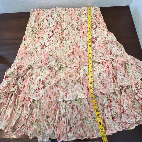 Coldwater Creek Vintage Pink Floral Maxi Skirt PXL Fairy Romantic Ruffle Cottage - Picture 11 of 12